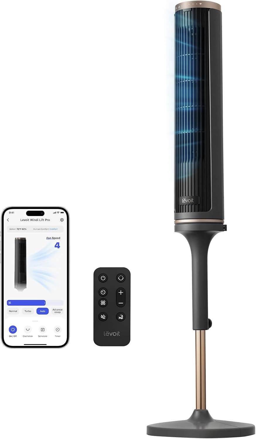 Thumbnail: Levoit Tower Fan for Bedroom, 28ft/s Fans that Blow Cold Air, 28dB Quiet