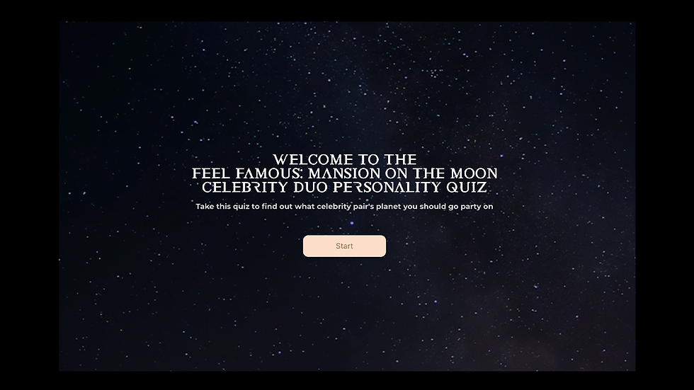 MiHi Entertainment's AI Quiz Software, the interface shows off how we collect ROI and data from participants and give them a fun time curating and answering questions about which AI Character they want to be!