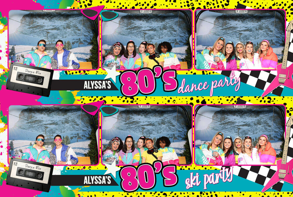 collage with ski lift and 80s clothing