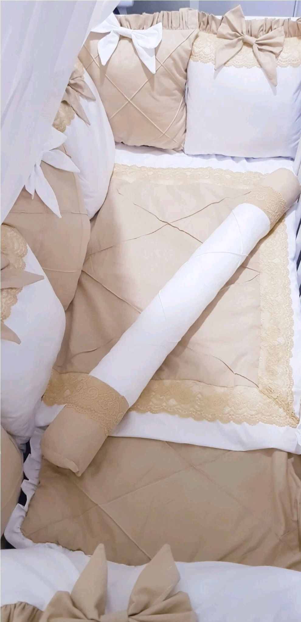 Luxury Beige Personalised Cot Bedding Set
