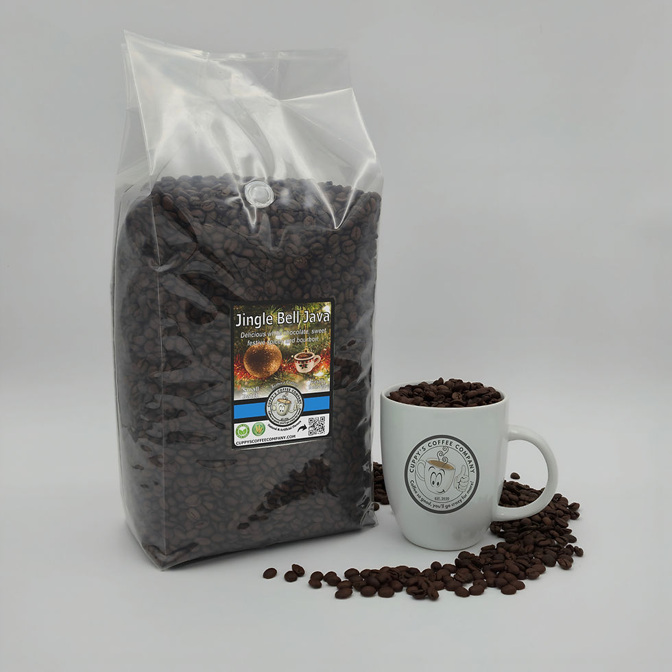 Thumbnail: Large bag of Jingle Bell Java beans with a mug