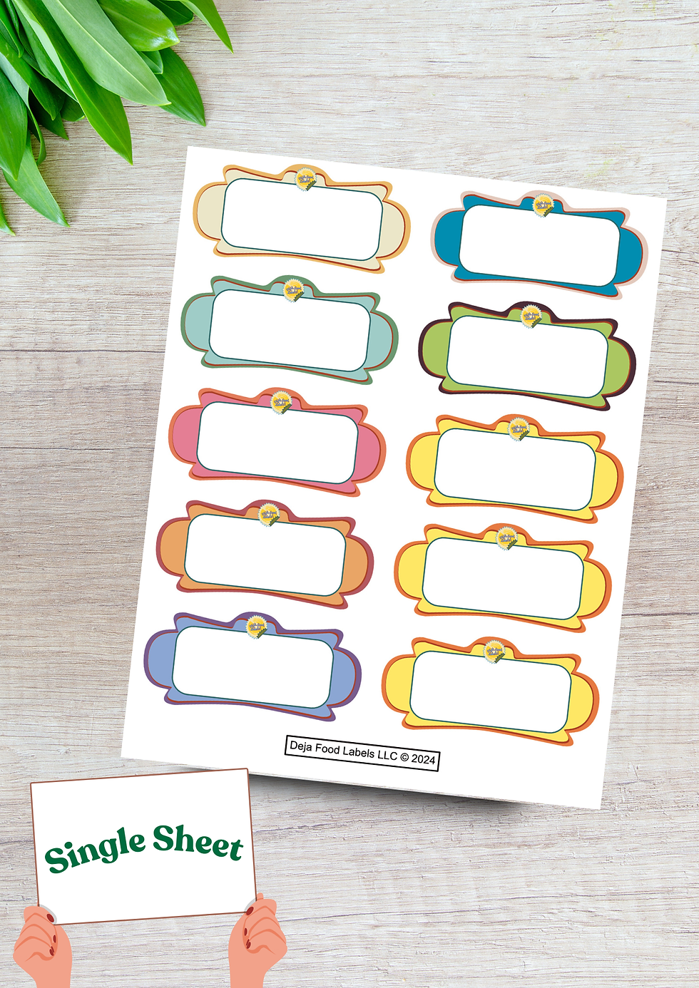 Single sheet Deja food label rectangle edition