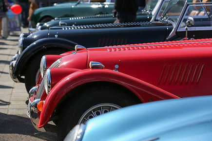 A red classic car at Gloucester Goes Retro