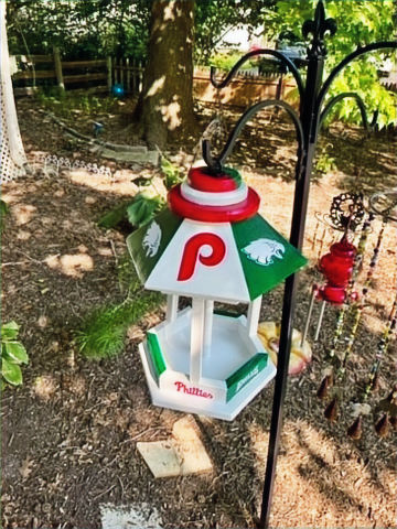 Thumbnail: Phillies Side view of our Fantastic Handmade Eagles and Phillies Bird Feeder
