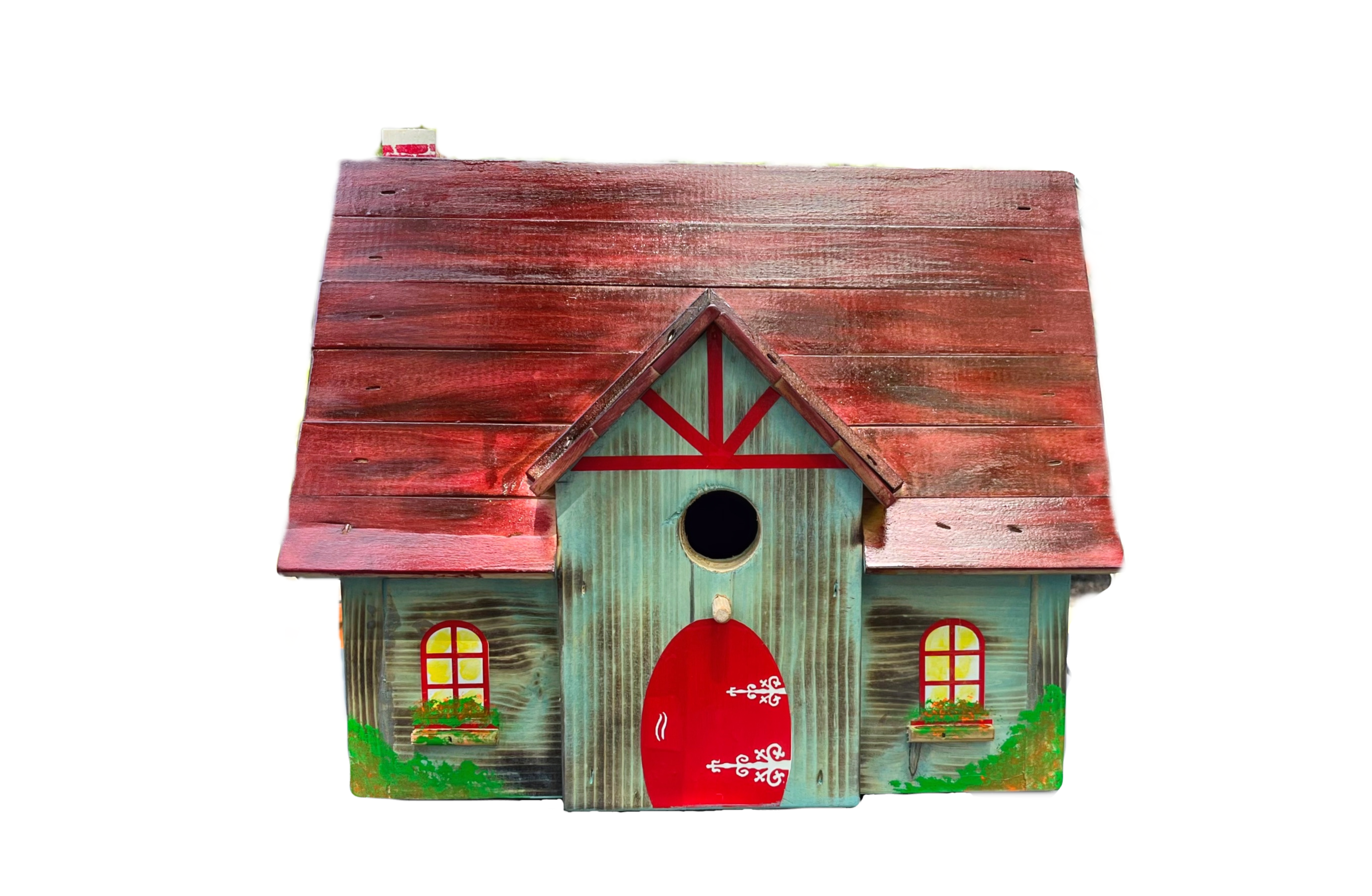 This Enchanting Handmade Charming Country Cottage Wood Birdhouse would look great in your garden.