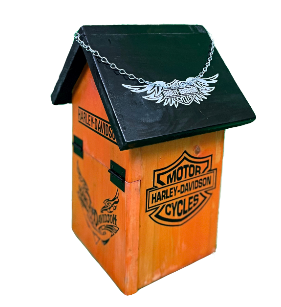 Thumbnail: Front and right side view -  This is a perfect birdhouse for the Harley Davidson Biker Enthusiast!