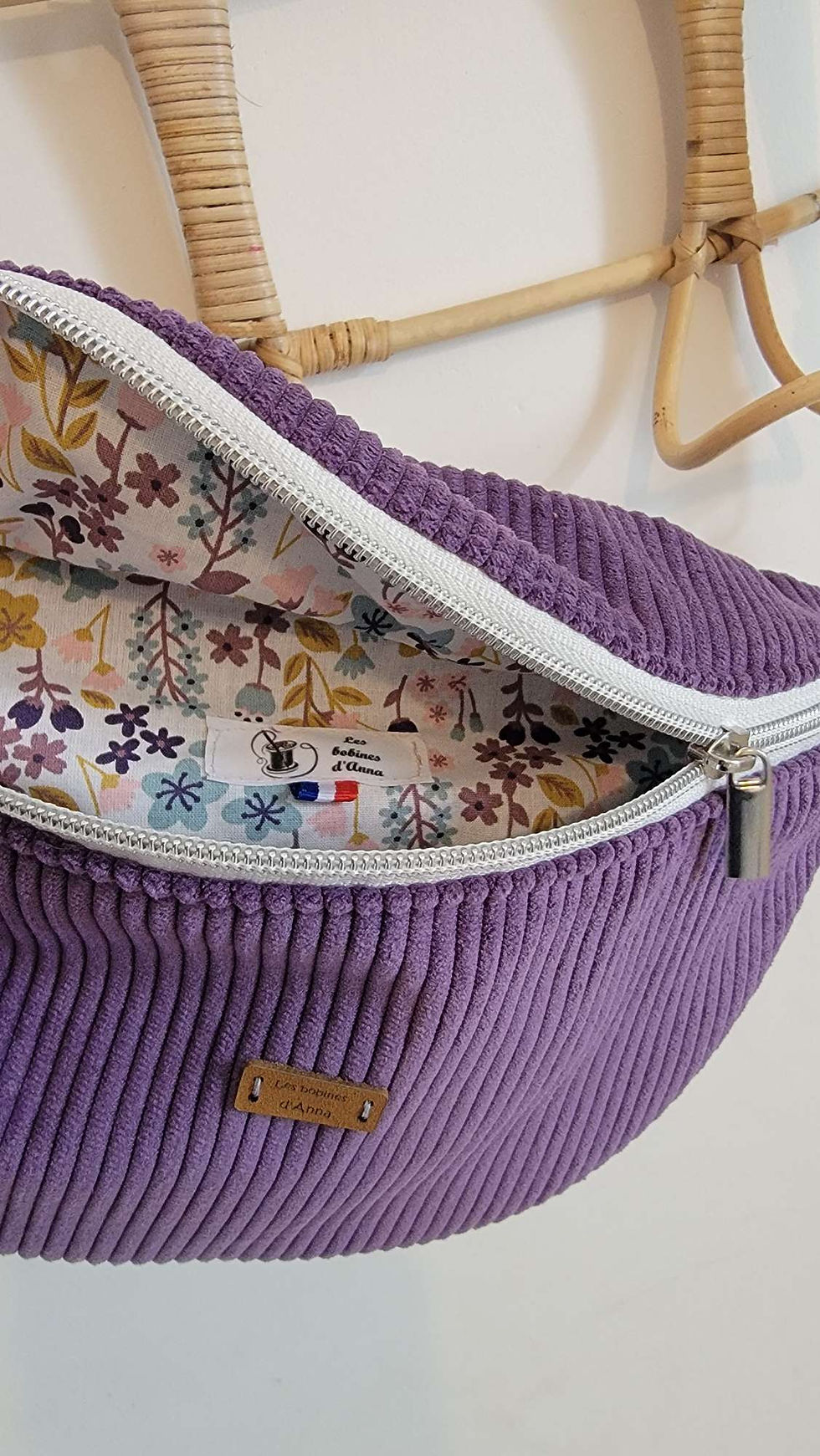 Miniature : Sac banane velours cotelé Violet, Taille M