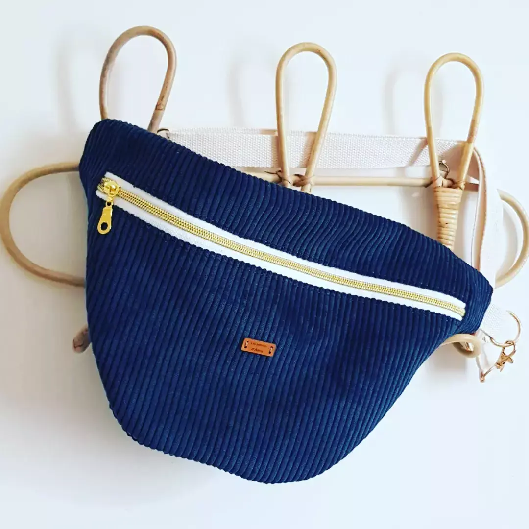 Sac banane velours cotelé marine Taille L