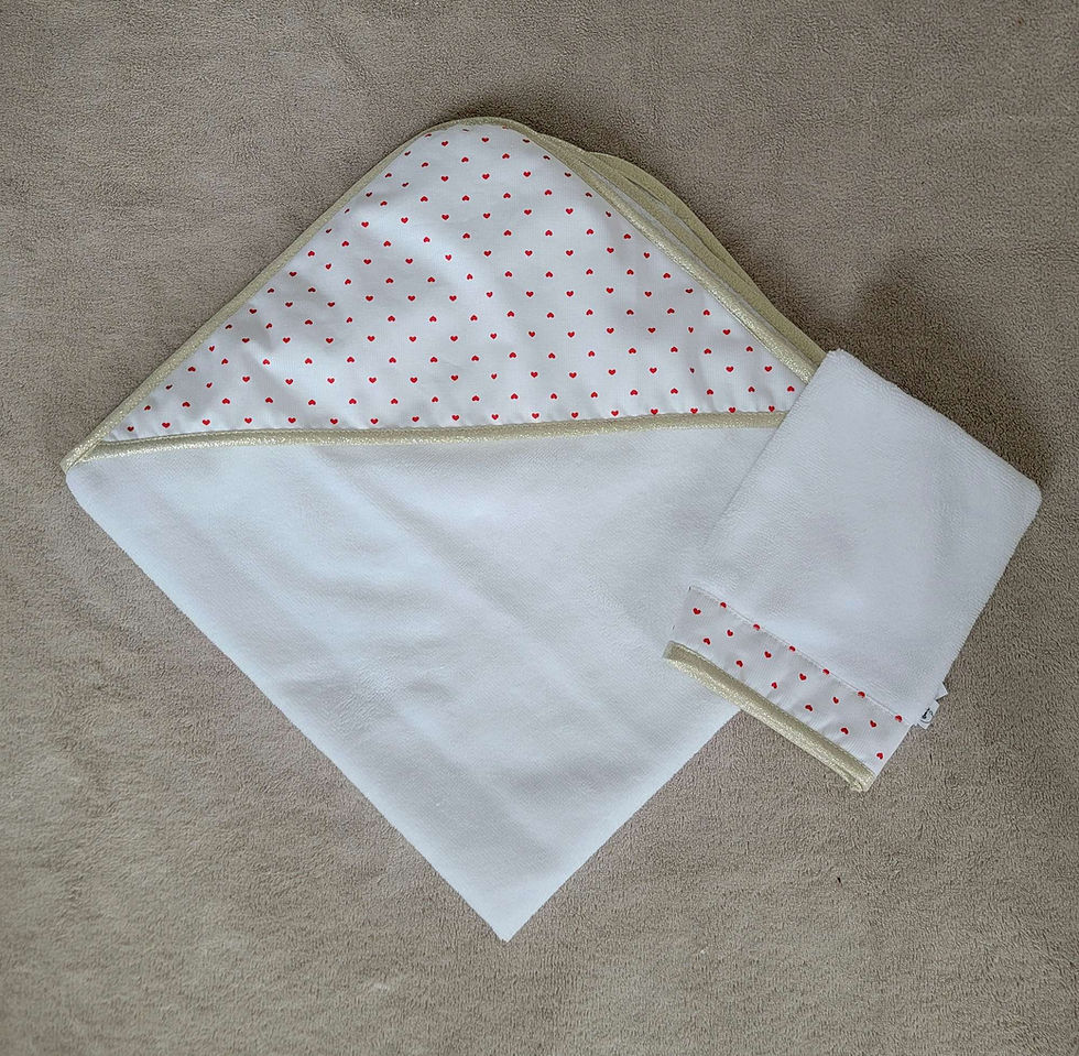 Miniature : Sortie de bain Petits cœurs rouges