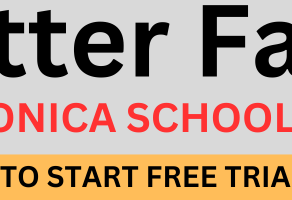 Black and white image of man playing harmonica. Grey background with black text "Get Better Faster" and red text "JOIN MY HARMONICA SCHOOL TODAY". Yellow background with black text "CLICK HERE TO START FREE TRIAL". 