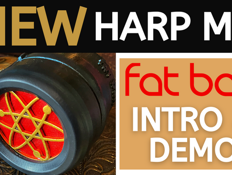 Image of microphone. Text: NEW HARP MIC fat ball INTRO & DEMO
