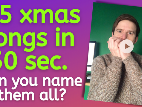 Image of man playing harmonica. Text: '15 xmas songs in 50 sec. can you name them all?'