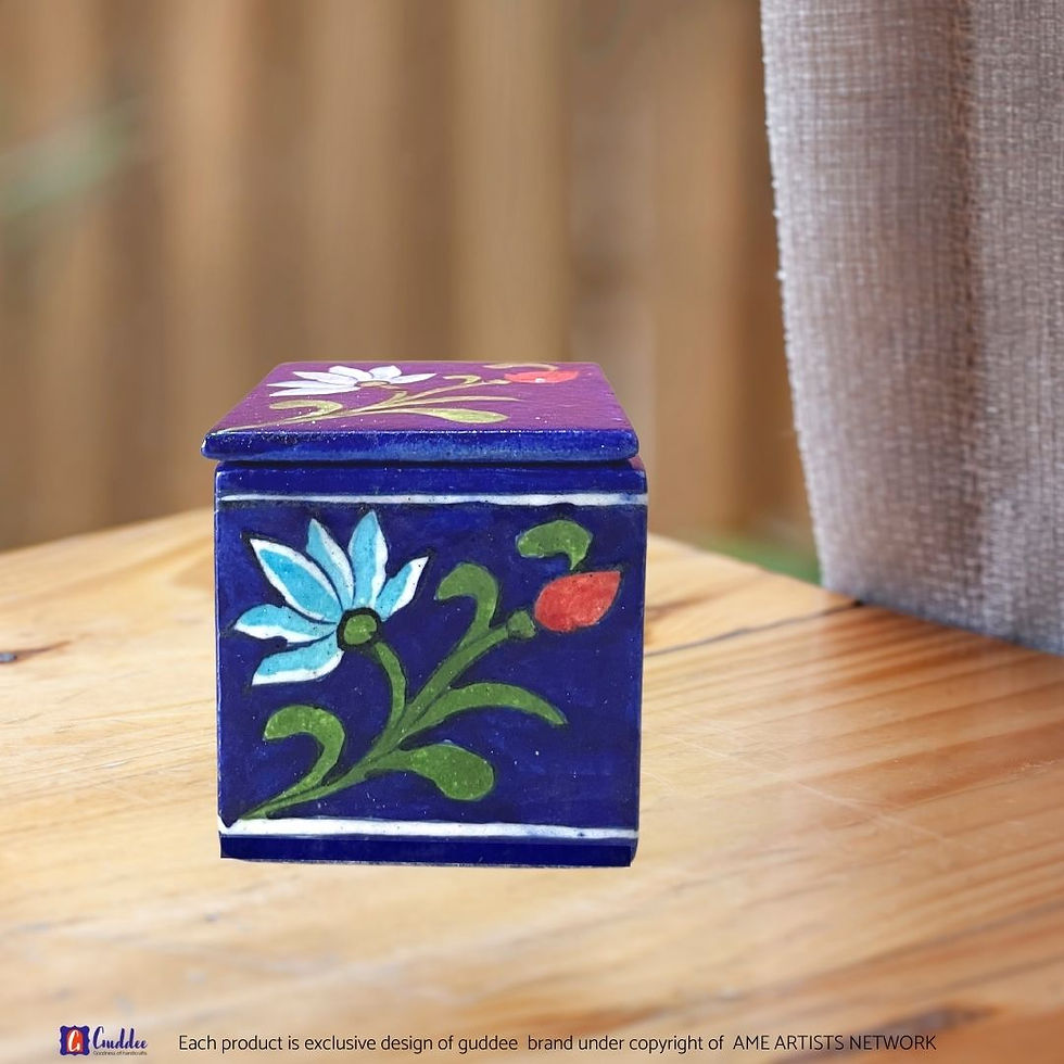 Thumbnail: Mini Lotus storage blue pottery box