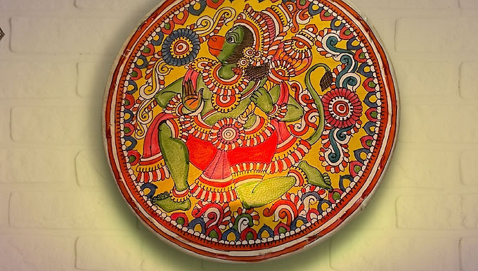 Circle Hanuman Faux leather Wall decor Tea light holder