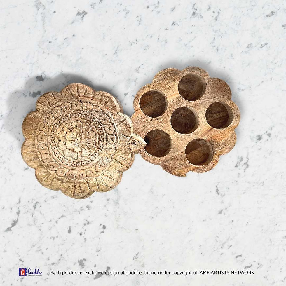 Thumbnail: Circle shaped  6 in 1 multipurpose wooden box