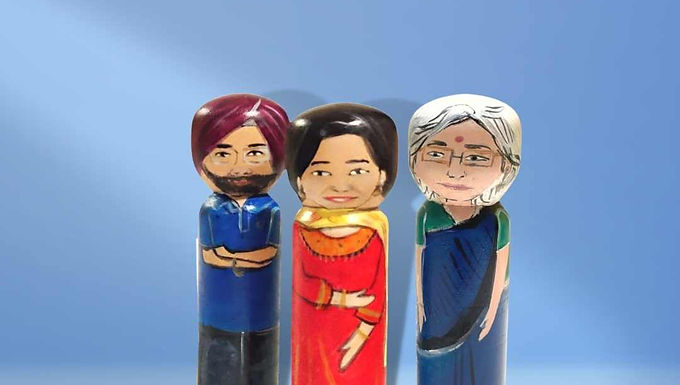 Three Medium Personalized Wood Hand paint