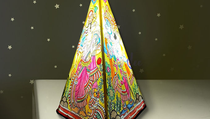 Ram Sita Triangle shaped Synthetic leather wall /Table Lamp