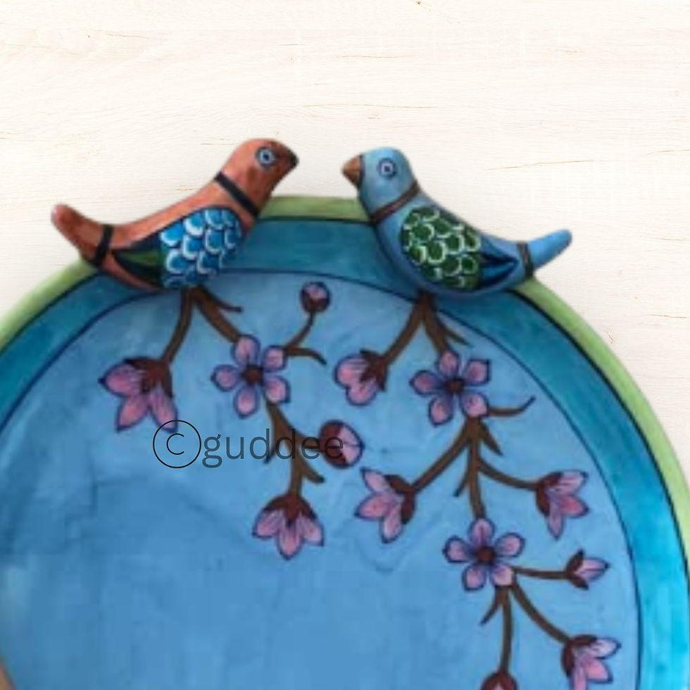 Two bird cherry blossom design wall plate decor
