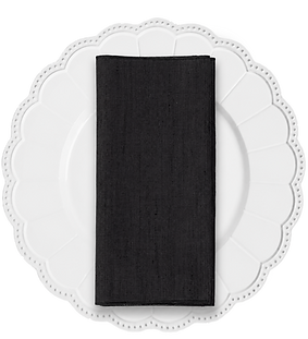 black linen wedding napkin available to hire