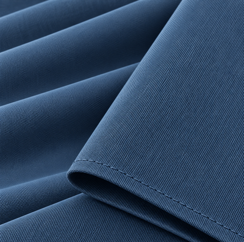 Close-up of airforce blue polyester napkin showing smooth woven texture