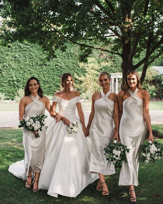 All White Bridal Party