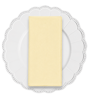 pale yellow wedding napkin available to hire