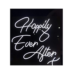 happily ever after white neon sign
