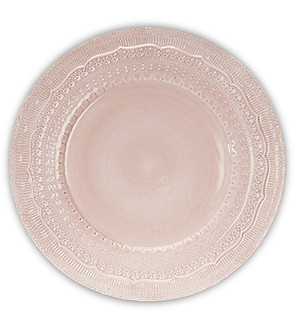 pink porcelain charger plate for wedding tableware hire