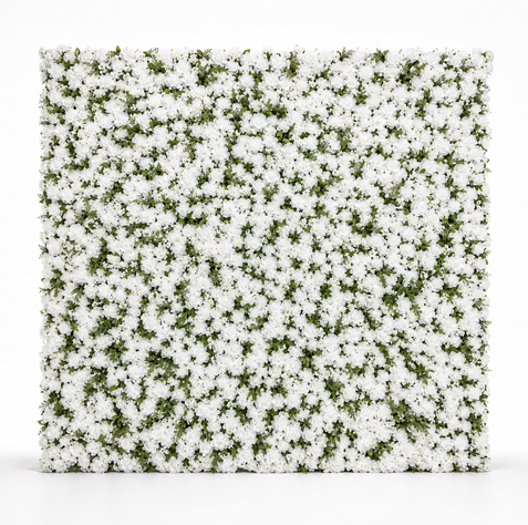 Ava 8ft x 8ft flower wall covered with abundant ivory flowers and green foliage