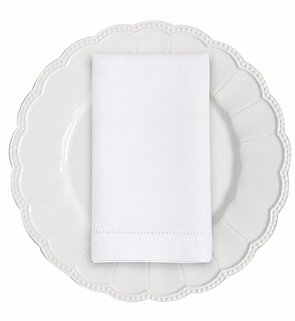 White hemstitch wedding napkin available to hire