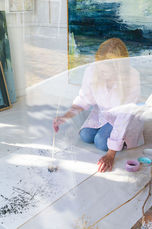 Claire Hankey at work in her garden studio.