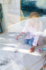 Claire Hankey at work in her garden studio.