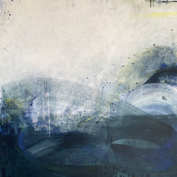 Indigo Sea. abstract seascape, large abstract painting, blue paintings, Leigh on Sea art gallery.