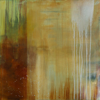 Large golden toned painting by Claire Hankey