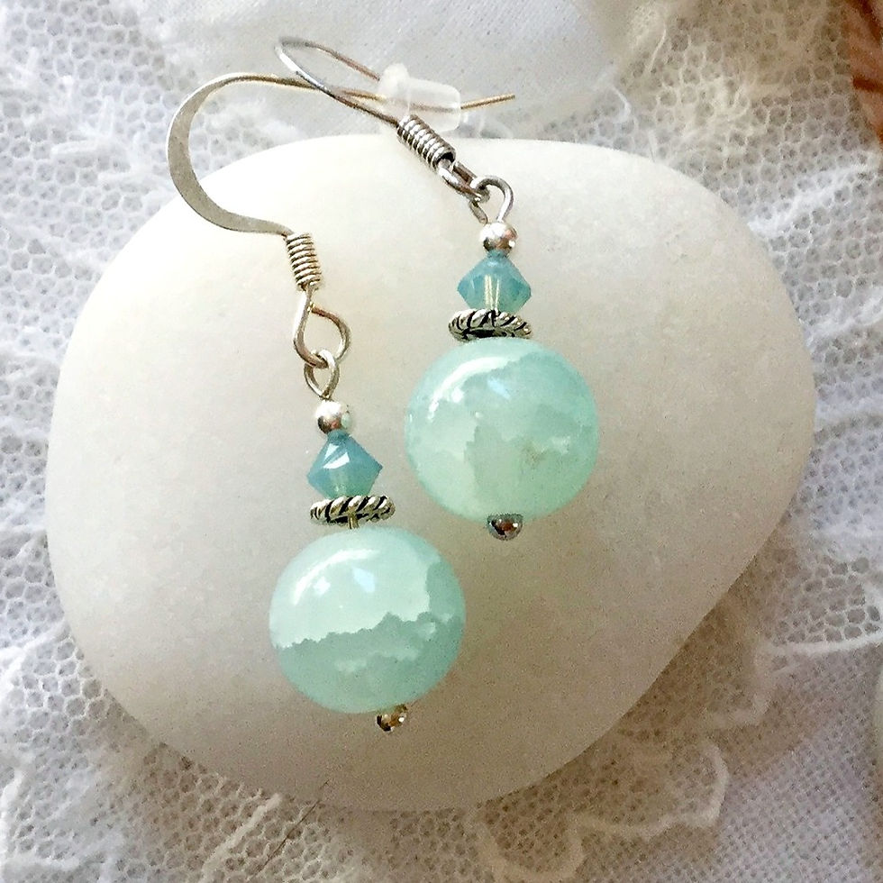 Thumbnail: Green Gemstone Round Drop Earrings