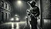 DALL·E 2024-06-29 20.04.36 - A noir-style image of a SWAT operator standing in the rain. T