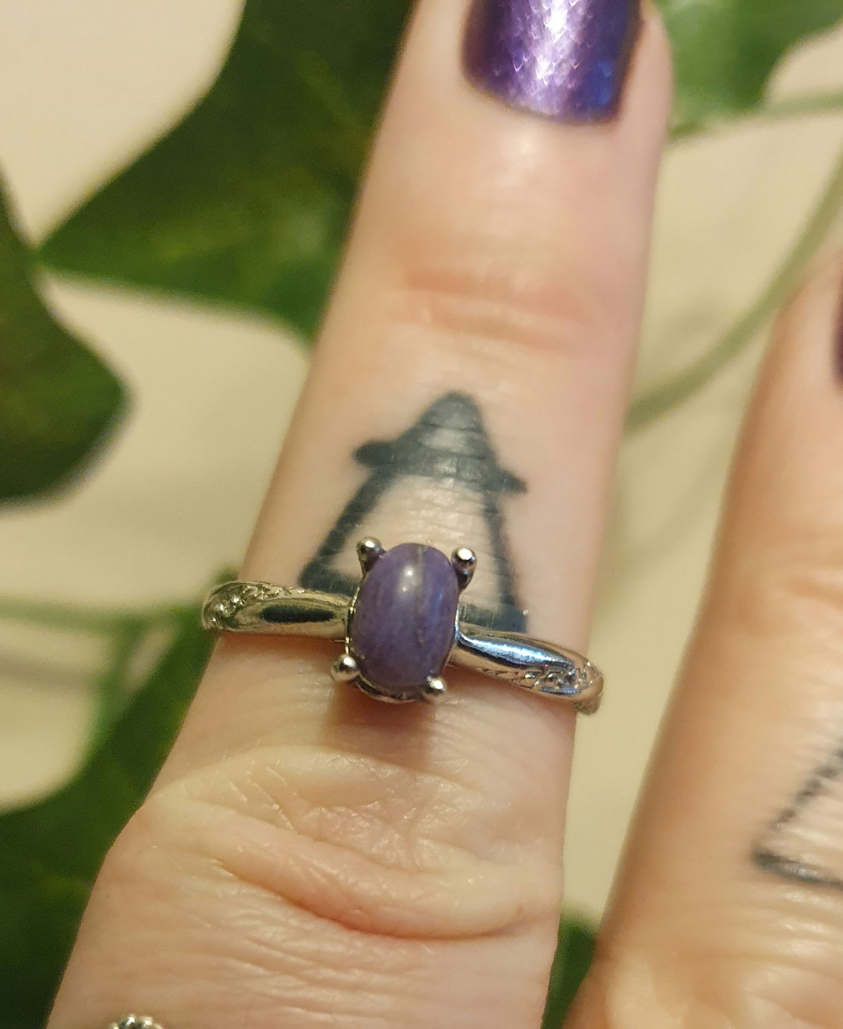 Charoite ring adjustable