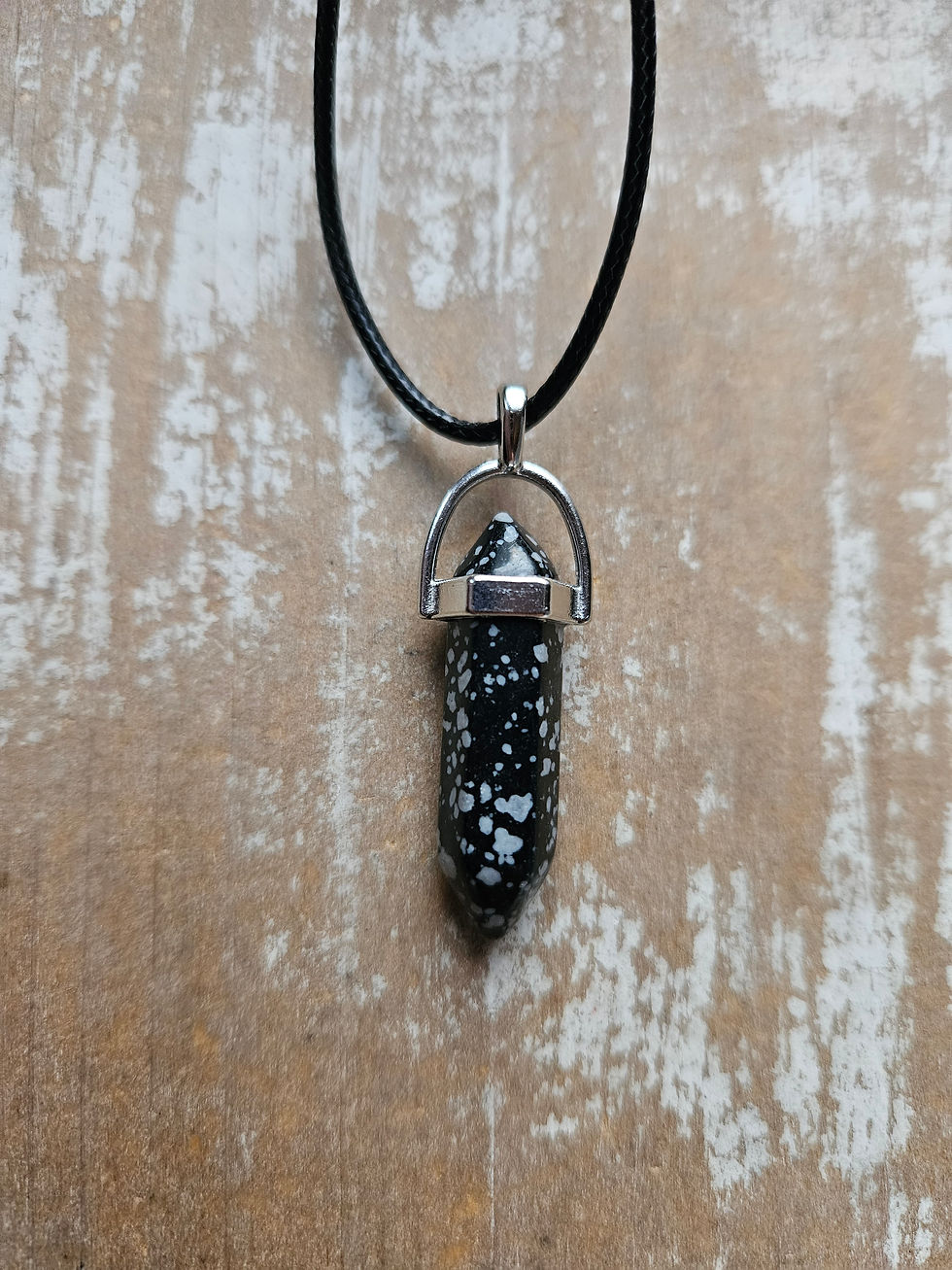 Snowflake obsidian point pendant