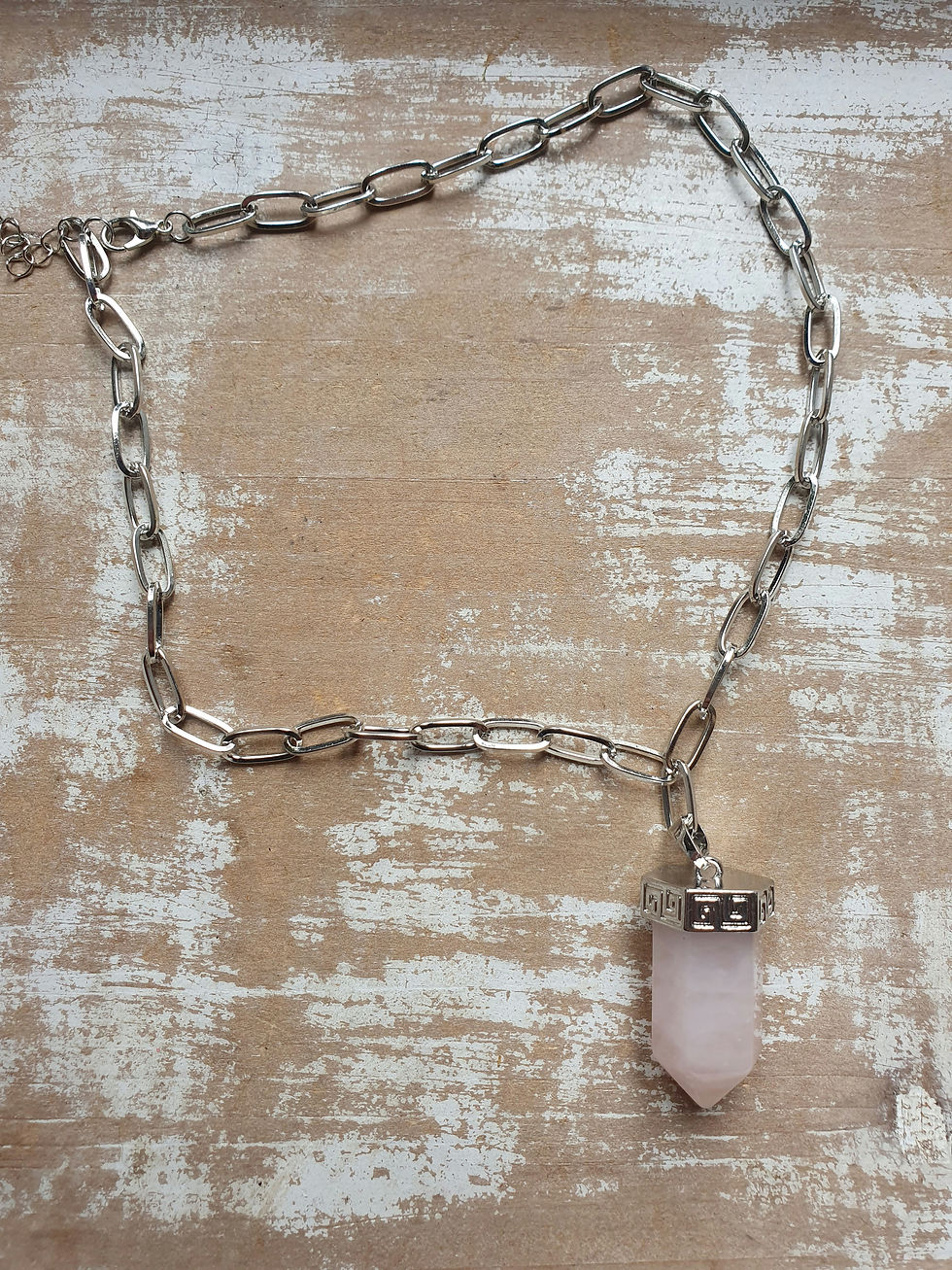 Thumbnail: Rose Quartz Chunky Point Necklace 