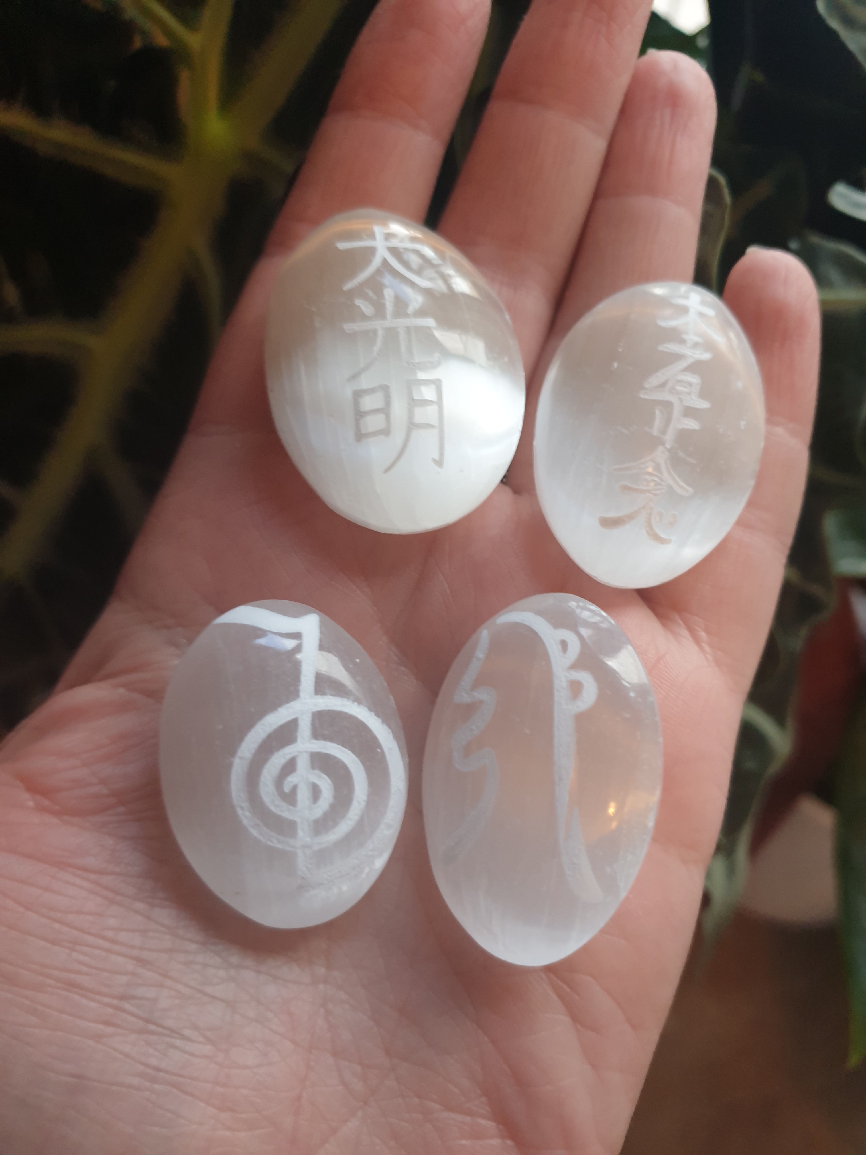 Selenite Reiki palm symbols set of 4