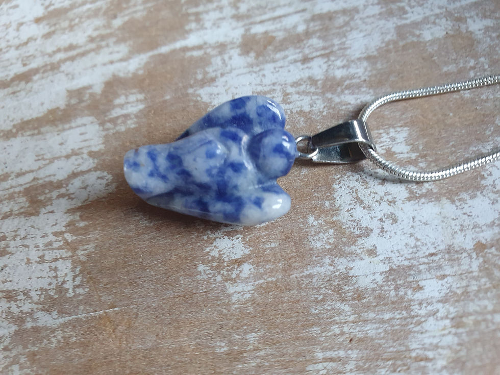 Thumbnail: Blue spotted jasper Angel Necklace 