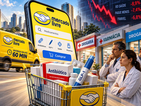 Mercado Livre amplia operação de medicamentos com antibióticos e canetas GLP-1 em São Paulo.