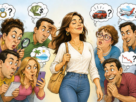 Ilustração editorial simbolizando inveja, mau-olhado, psicologia e fé cristã.