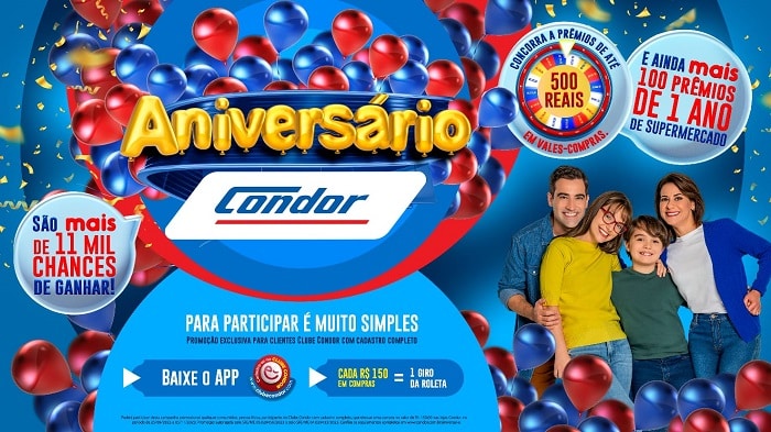 Campanha de Aniversário Condor tem 11 mil prêmios instantâneos, cashback, combos e promoções