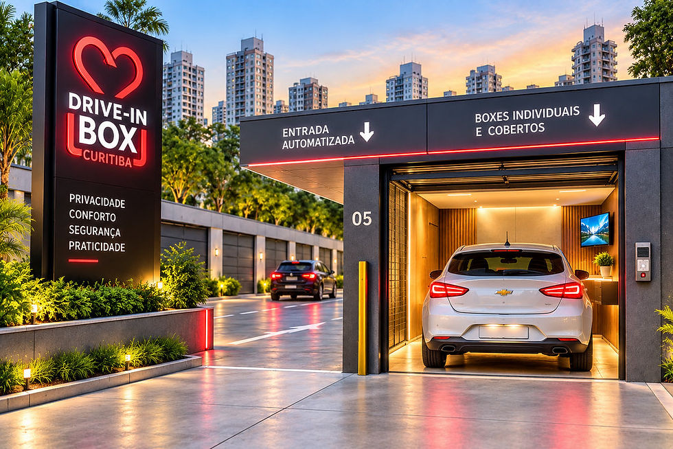 Box coberto e privativo para automóveis em um drive-in box de Curitiba