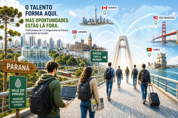 Profissional de tecnologia trabalhando remotamente em Curitiba para empresa estrangeira.