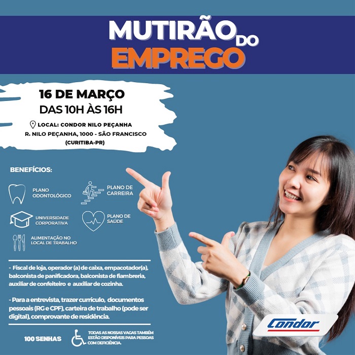 Condor realiza ação para contratar 100 colaboradores