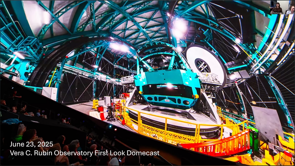 The Rubin "First Look" domecast reached more than 60 domes on six continents, running as the immersive layer around NOIRLab's flat public livestream.