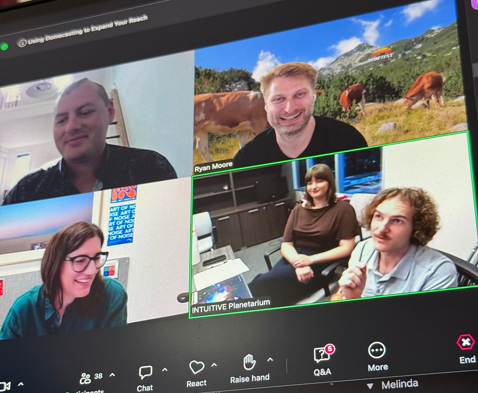 The panel, live: Melinda Orms, Dan Tell, David Weigel, Brittany Kundert, and host Ryan Moore.