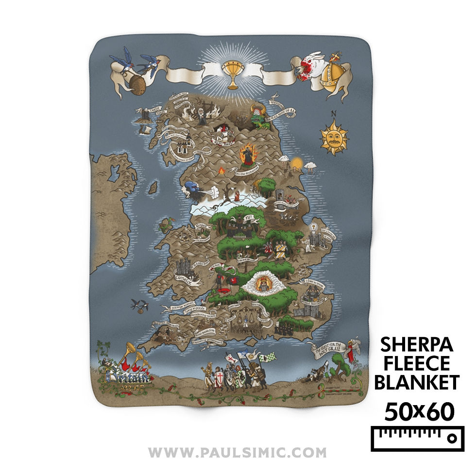 Thumbnail: Britain 932 AD Map - Holy Grail Poster - Tapestry - Blanket